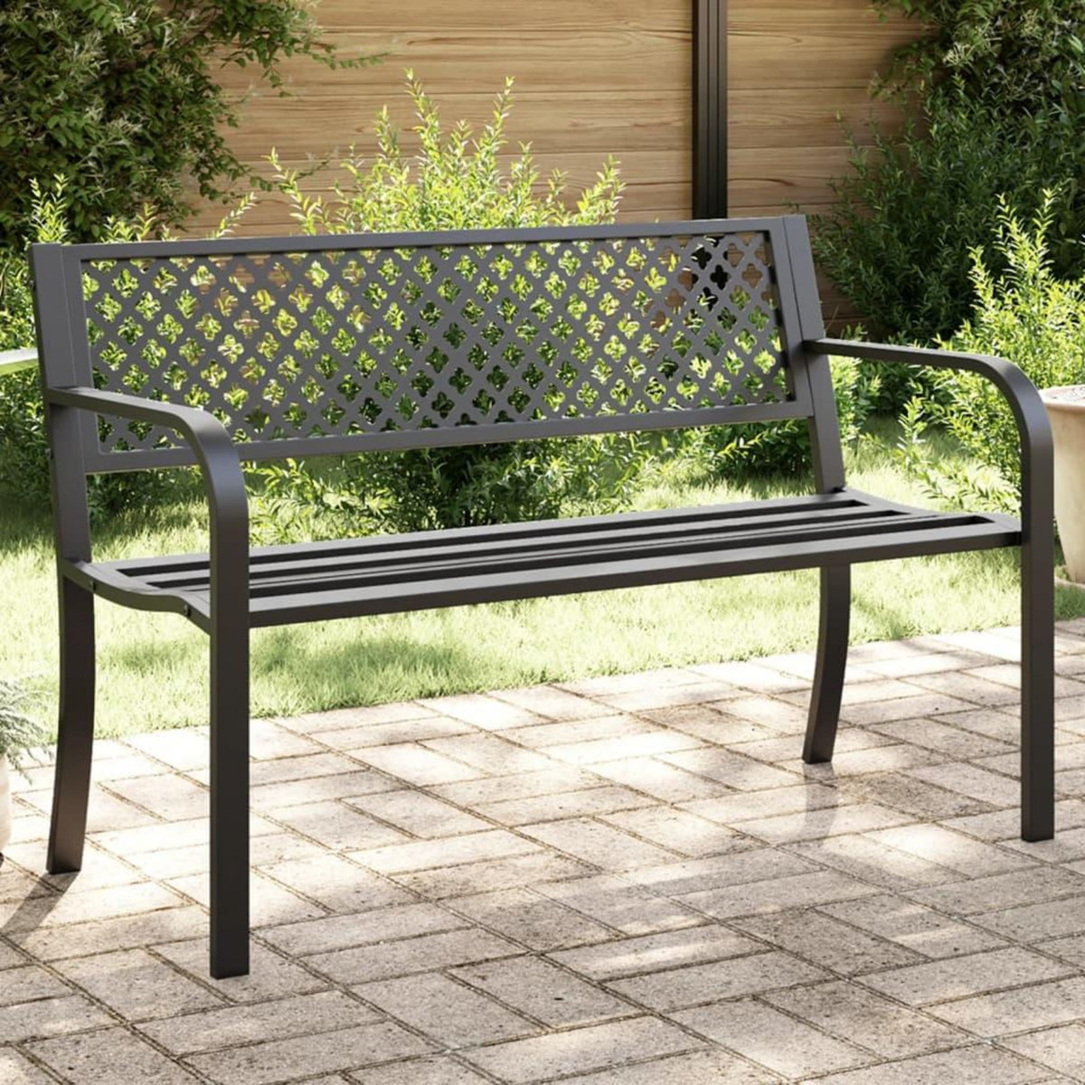 VIDAXL Banc de jardin 119 cm noir acier