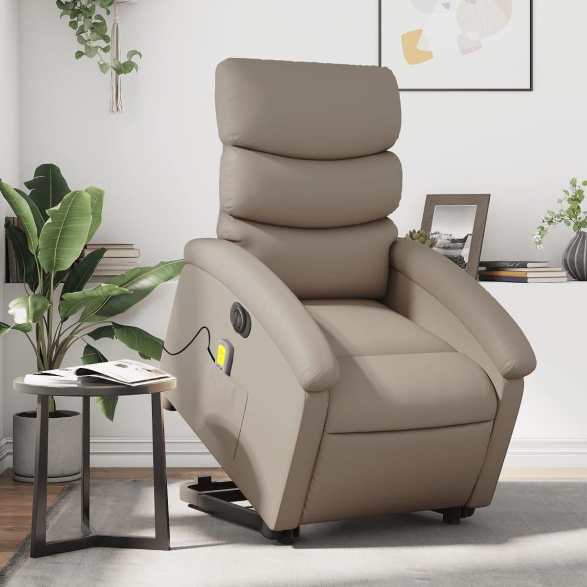 VIDAXL Fauteuil inclinable de massage electrique cappuccino similicuir