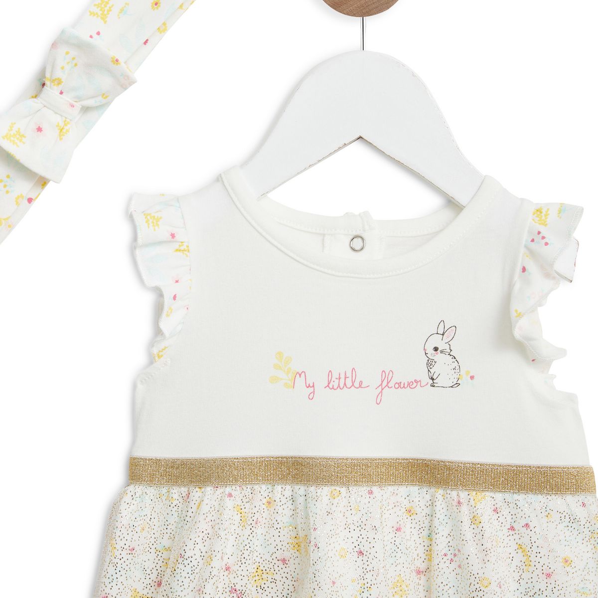 INEXTENSO Ensemble de naissance robe tulle + bandeau bébé fille