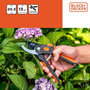 Voir la diapositive 4 : Black et Decker Sécateur de jardin 20.3cm Lame en acier trempé Coupe 13mm Cisaille de jardin Black et Decker