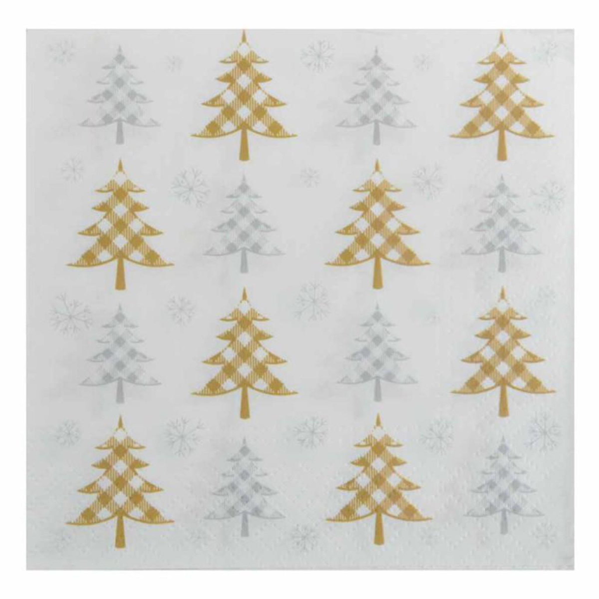 HOMEA Lot de 20 serviettes en papier  sapins  33x33cm or & argent