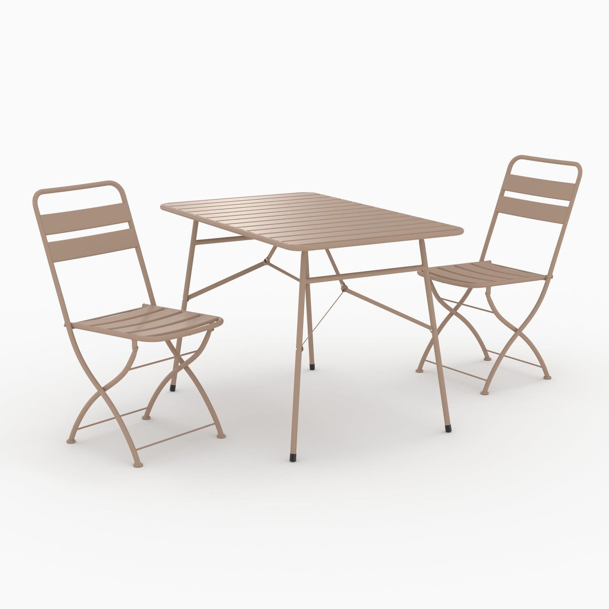 Rendez vous déco Table et chaises de jardin pliantes 4 personnes en métal taupe-Yumi