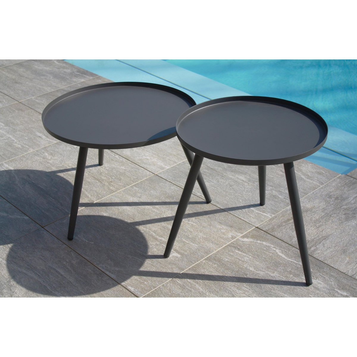 DCB GARDEN Salon bas de jardin en corde tissé taupe et anthracite  4 places CAPRI