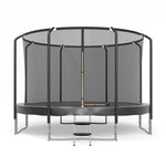 JUMP4FUN Trampoline Semi-Pro 14FT / 427cm Noir avec Filet de sécurité, Tapis de saut, Coussin de protection, Echelle