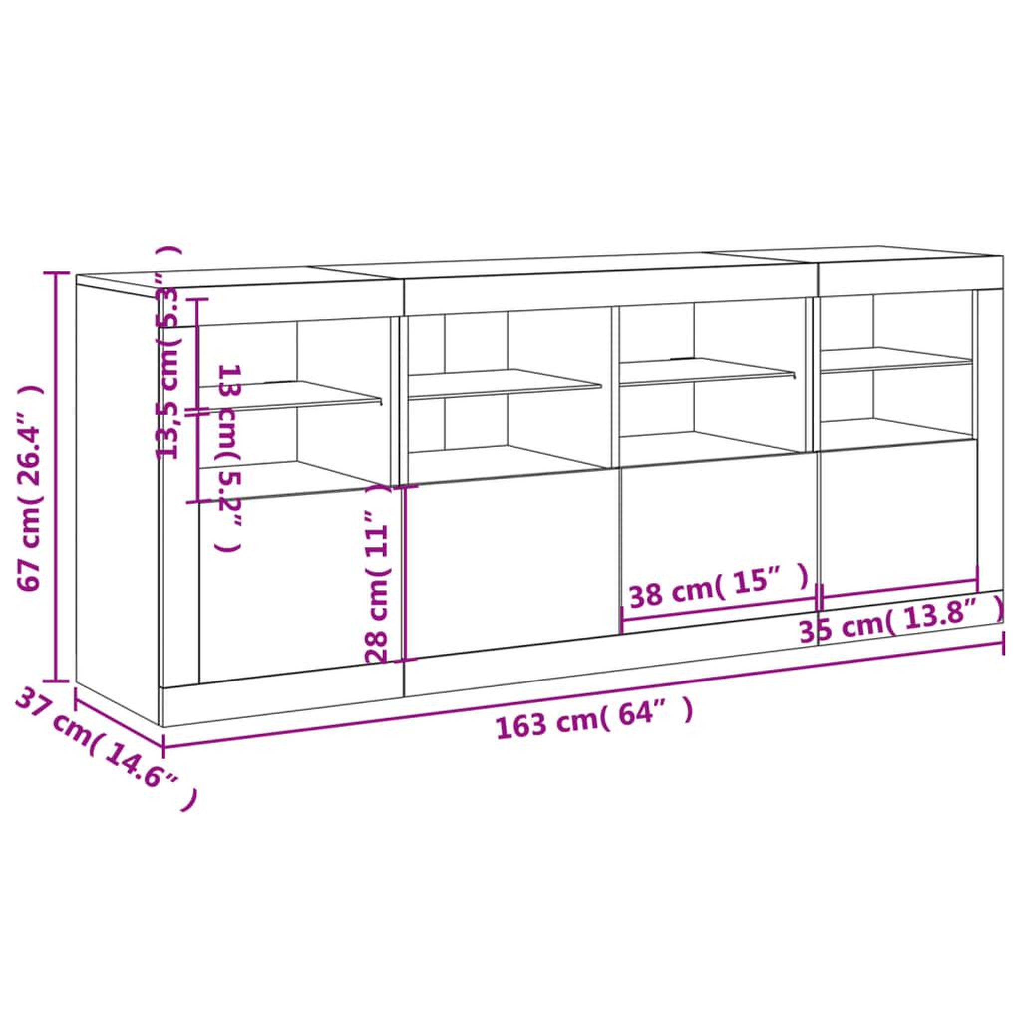 Voir la diapositive 6 : VIDAXL Buffet avec lumieres LED blanc 163x37x67 cm