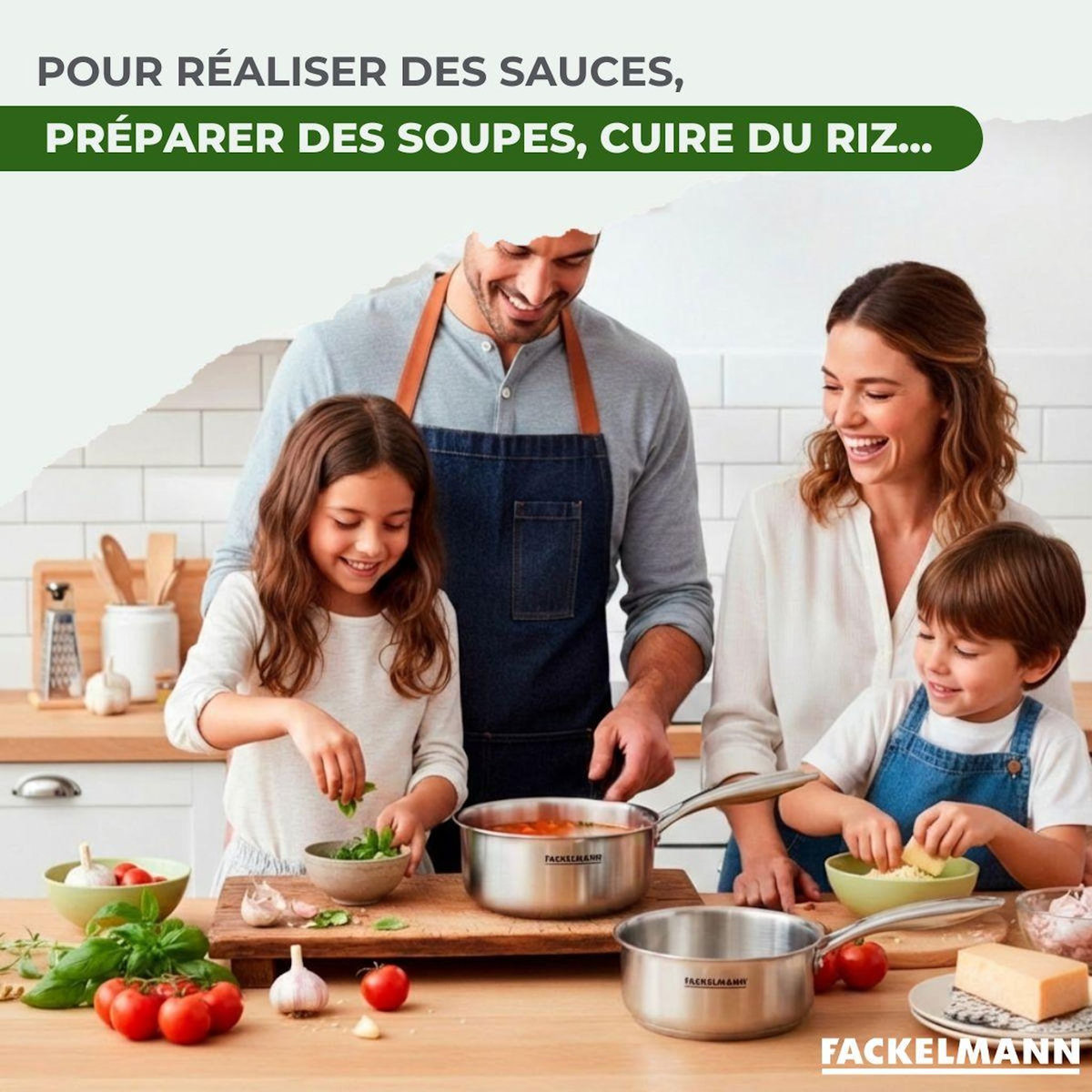 Fackelmann Batterie de cuisine avec 2 casseroles 16 et 18 cm en inox sans PFAS Fackelmann Vita3