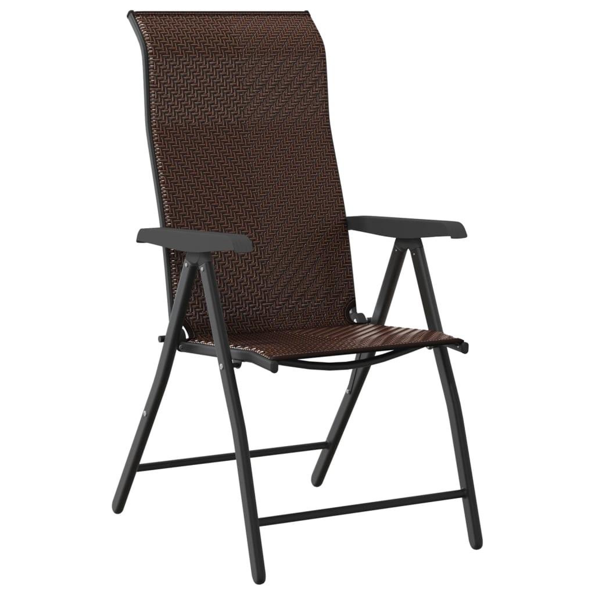 Voir la diapositive 4 : VIDAXL Chaises pliables de jardin lot de 2 marron resine tressee