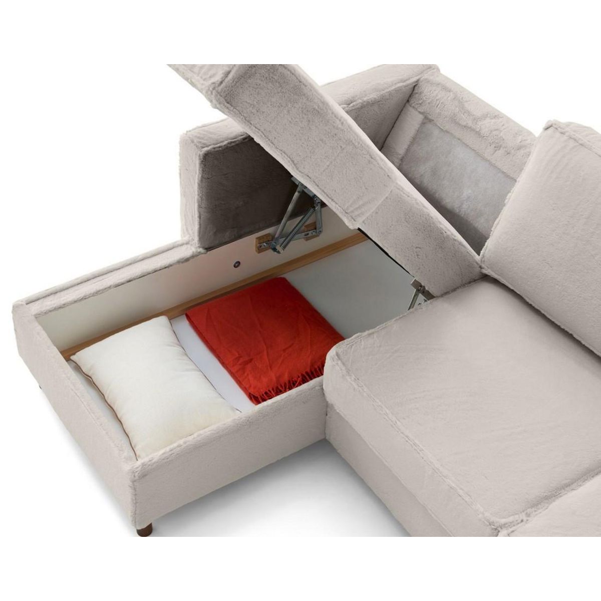 LISA DESIGN Jake - canapé d'angle gauche 4 places convertible avec coffre en fausse fourrure