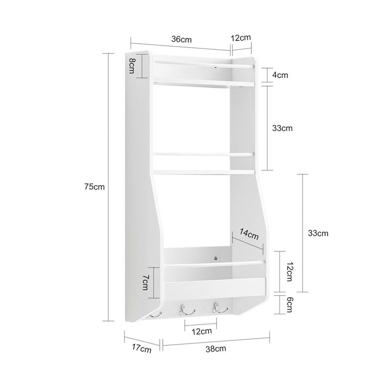 SOBUY SoBuy - Étagère Murale à 3 étagères - Nordique - KCR12