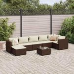 VIDAXL Salon de jardin avec coussins 8 pcs marron resine tressee