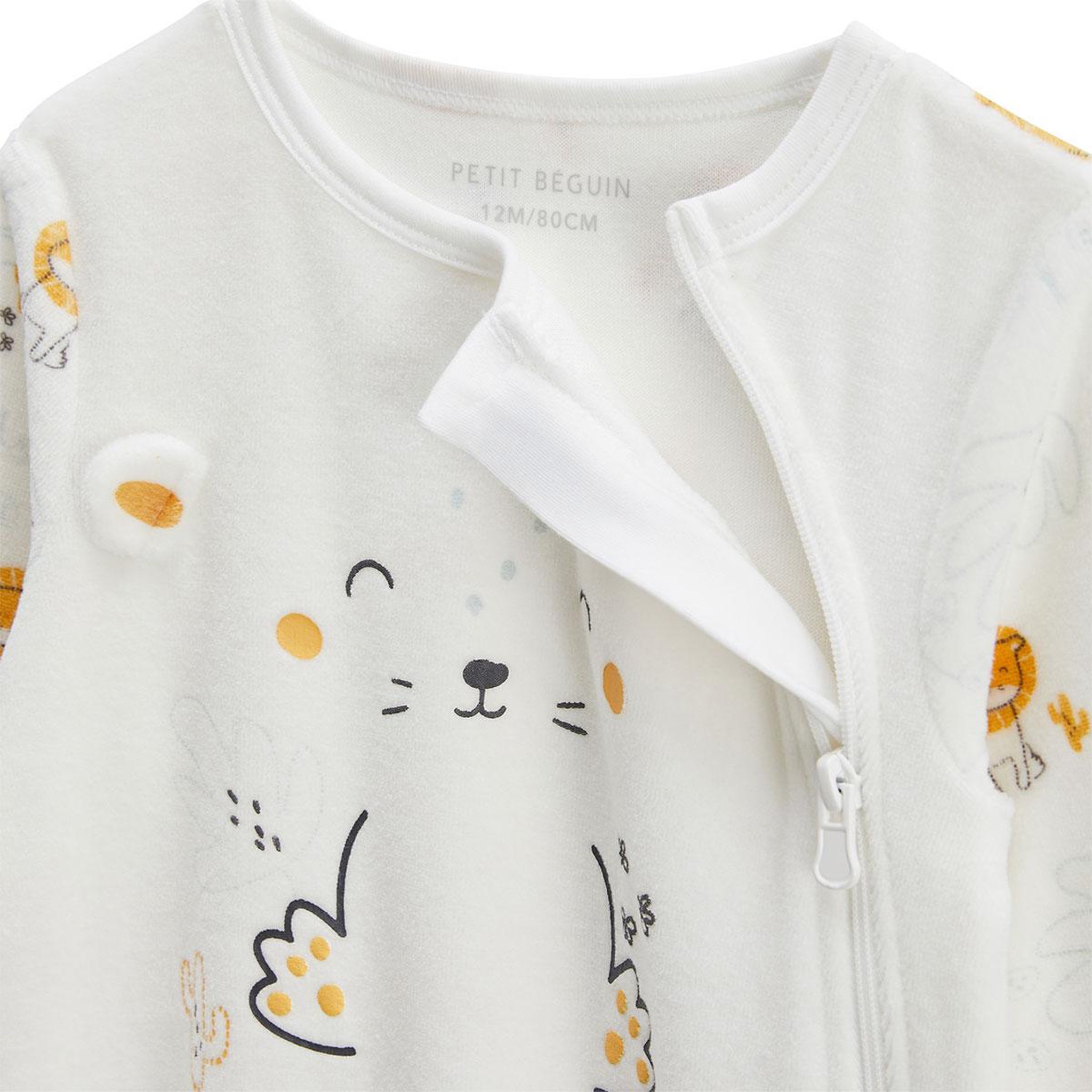 Voir la diapositive 3 : Petit Béguin Pyjama bébé en velours ouverture zippée elio