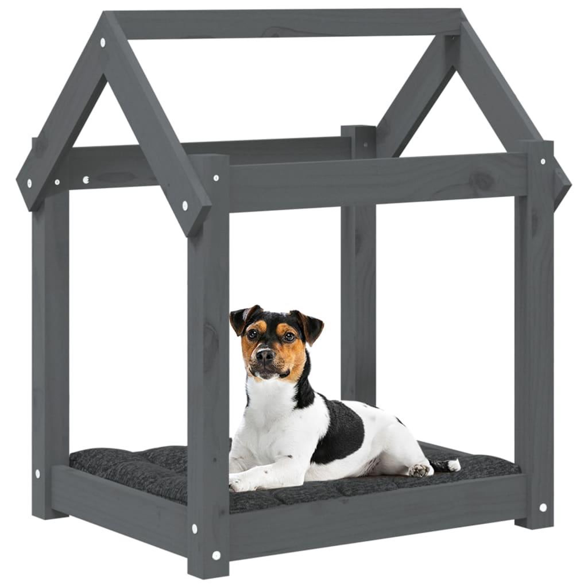 Voir la diapositive 4 : VIDAXL Lit pour chien Gris 61x50x70 cm Bois de pin solide