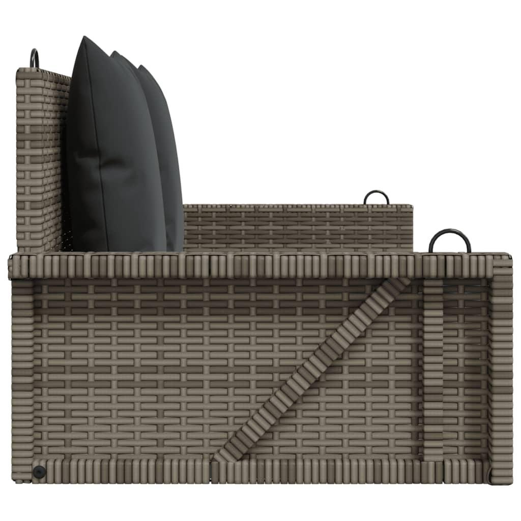 Voir la diapositive 5 : VIDAXL Balancelle avec coussins gris 119x56x48 cm resine tressee