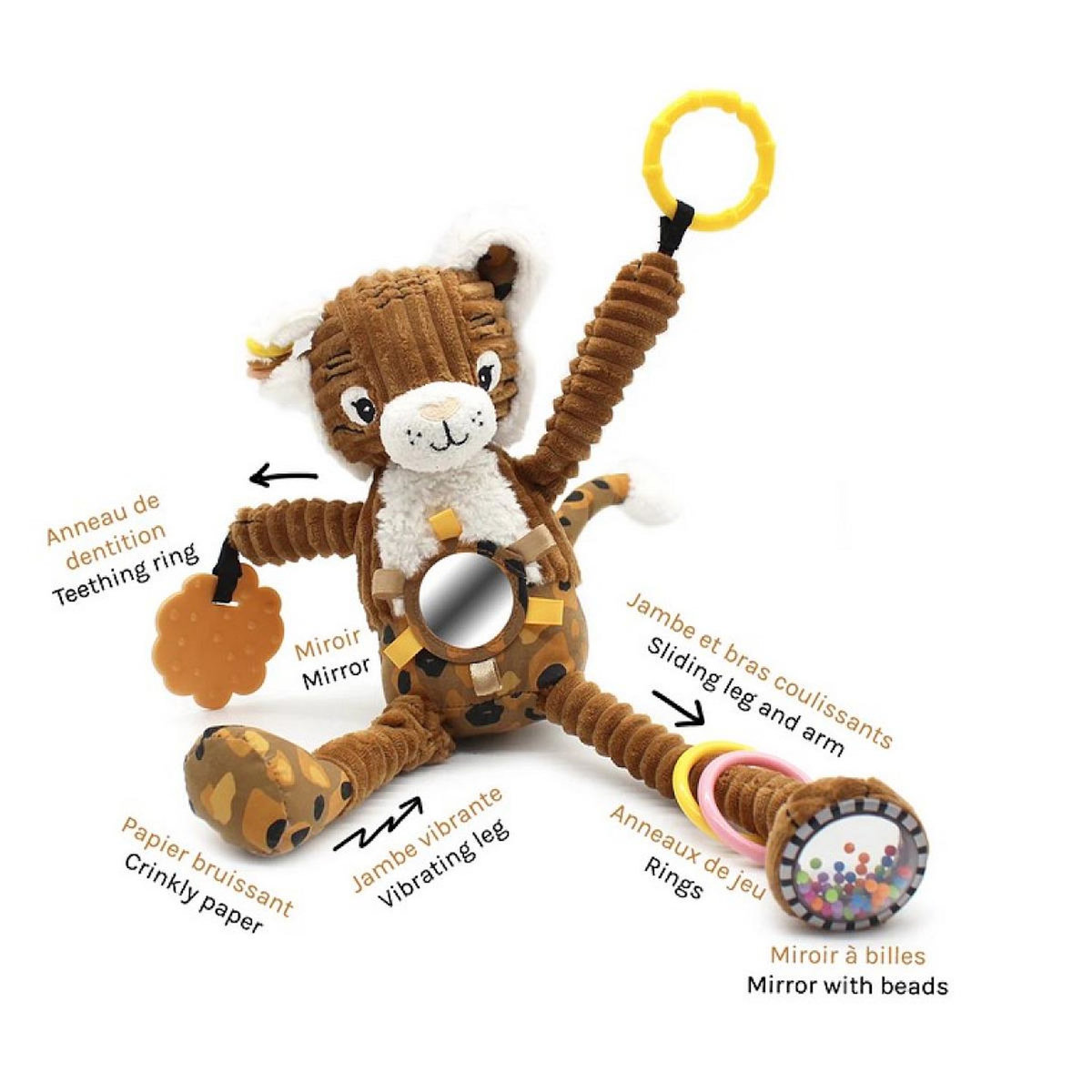 LES DEGLINGOS Peluche d activites nomade Speculos le tigre