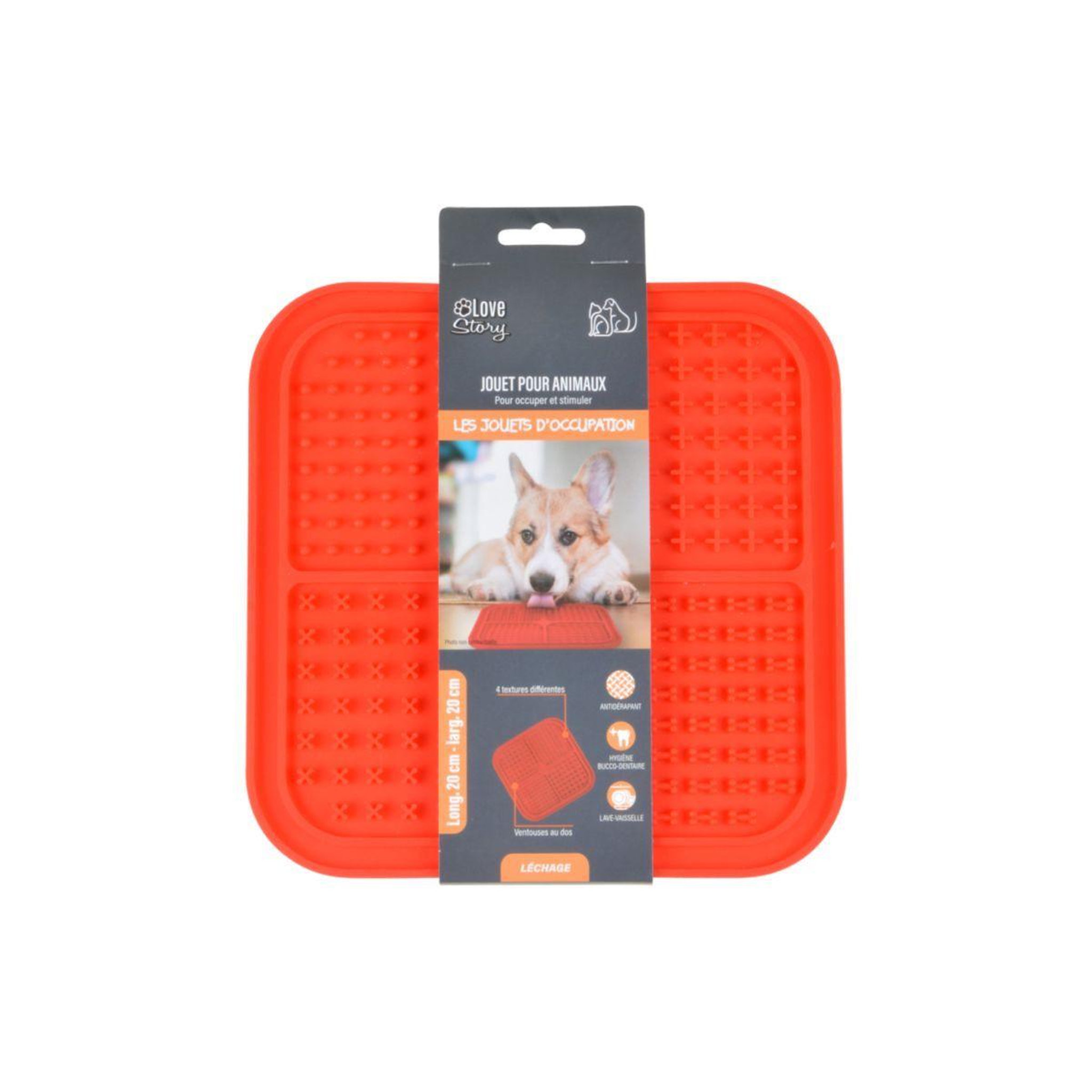 Voir la diapositive 3 : LOVE STORY Tapis de léchage animaux  silicone  20cm rouge