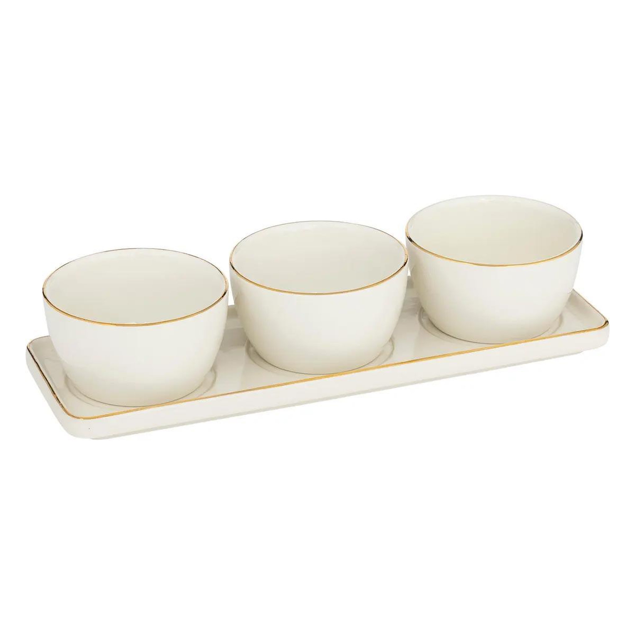 SECRET DE GOURMET Service apéritif 4 pièces en céramique  arya  9cm blanc