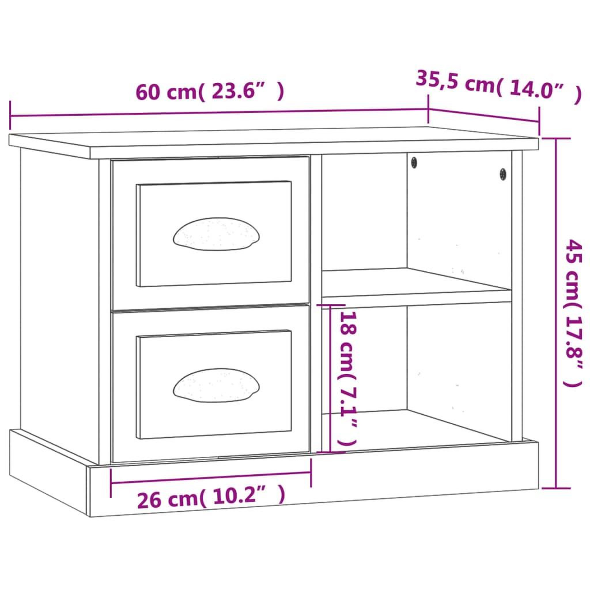 Voir la diapositive 6 : VIDAXL Table de chevet chene marron 60x35,5x45 cm