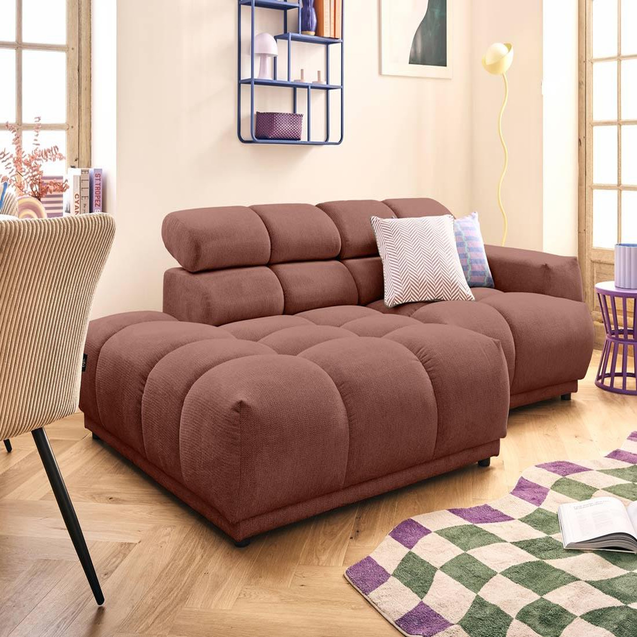 Voir la diapositive 4 : LISA DESIGN Matera - canapé d'angle gauche 4 places avec têtières réglables en tissu texturé