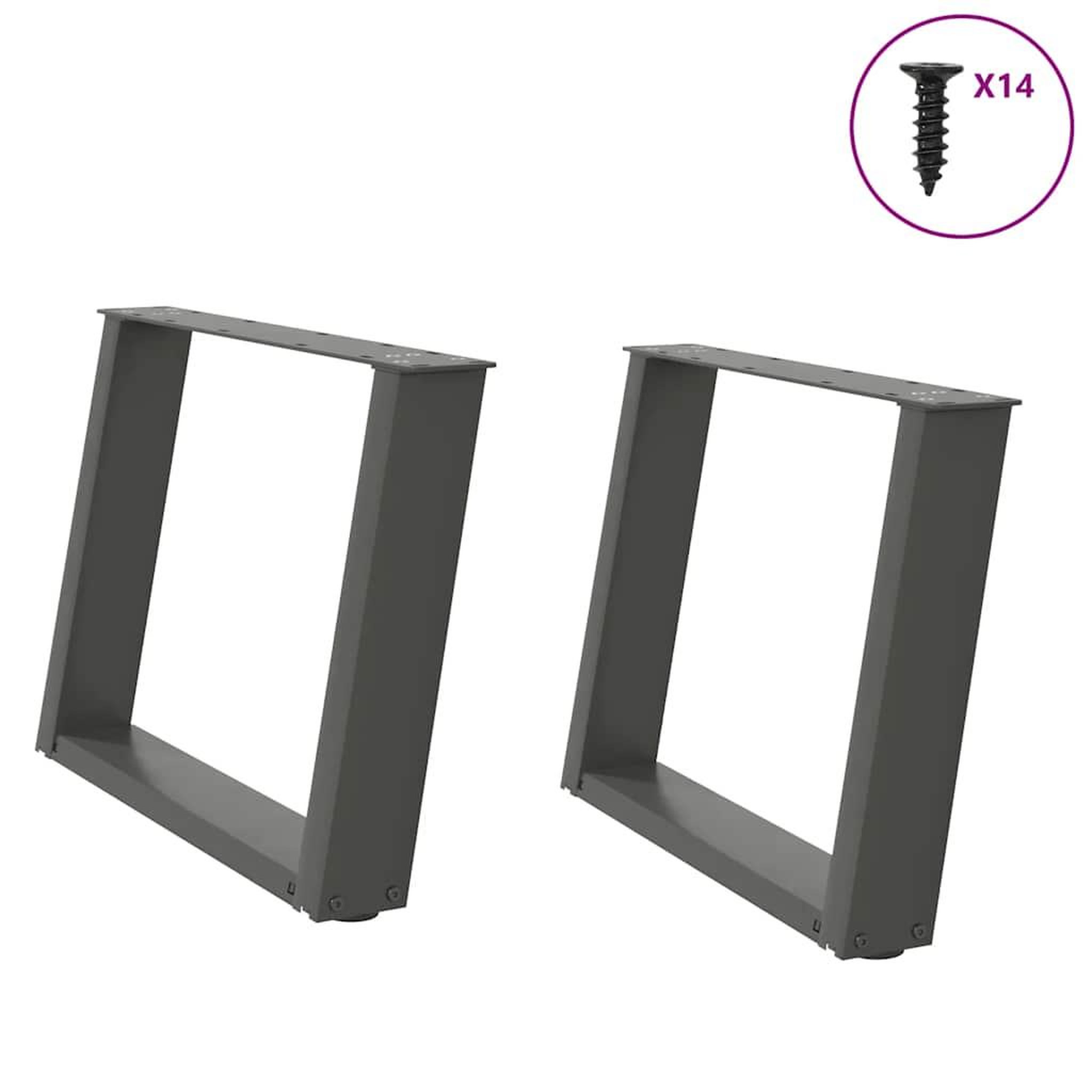 VIDAXL Pieds de table basse forme de U 2 pcs anthracite 70x(42-43) cm