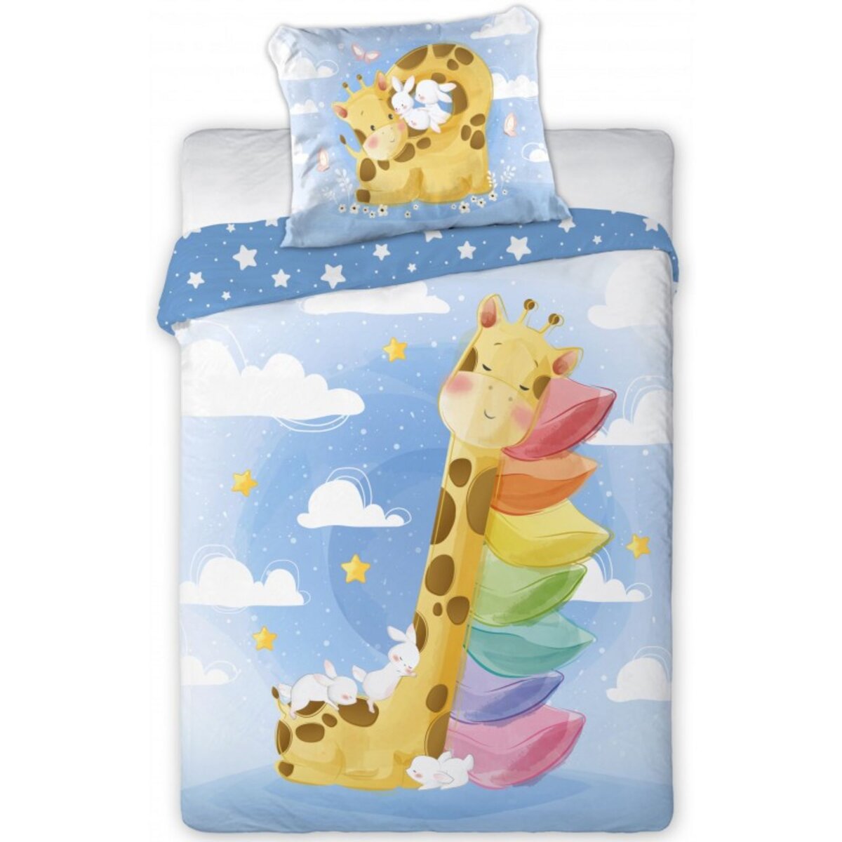 Home Animal Déco - Parure de Lit Bébé Coton Petite Girafe - Housse de Couette  100x135 Taie 40x60 cm pas cher 