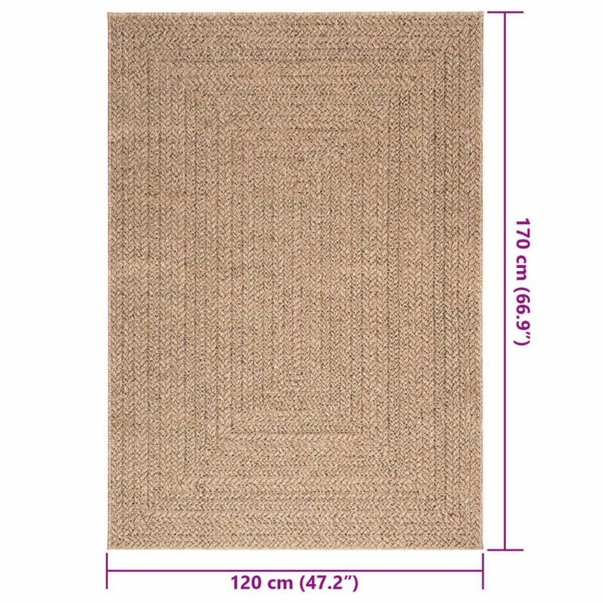 VIDAXL Tapis 120x170 cm aspect jute interieur et exterieur
