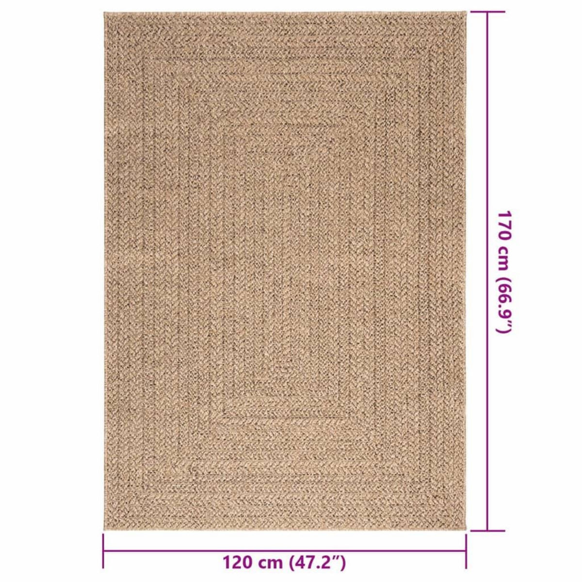 VIDAXL Tapis 120x170 cm aspect jute interieur et exterieur