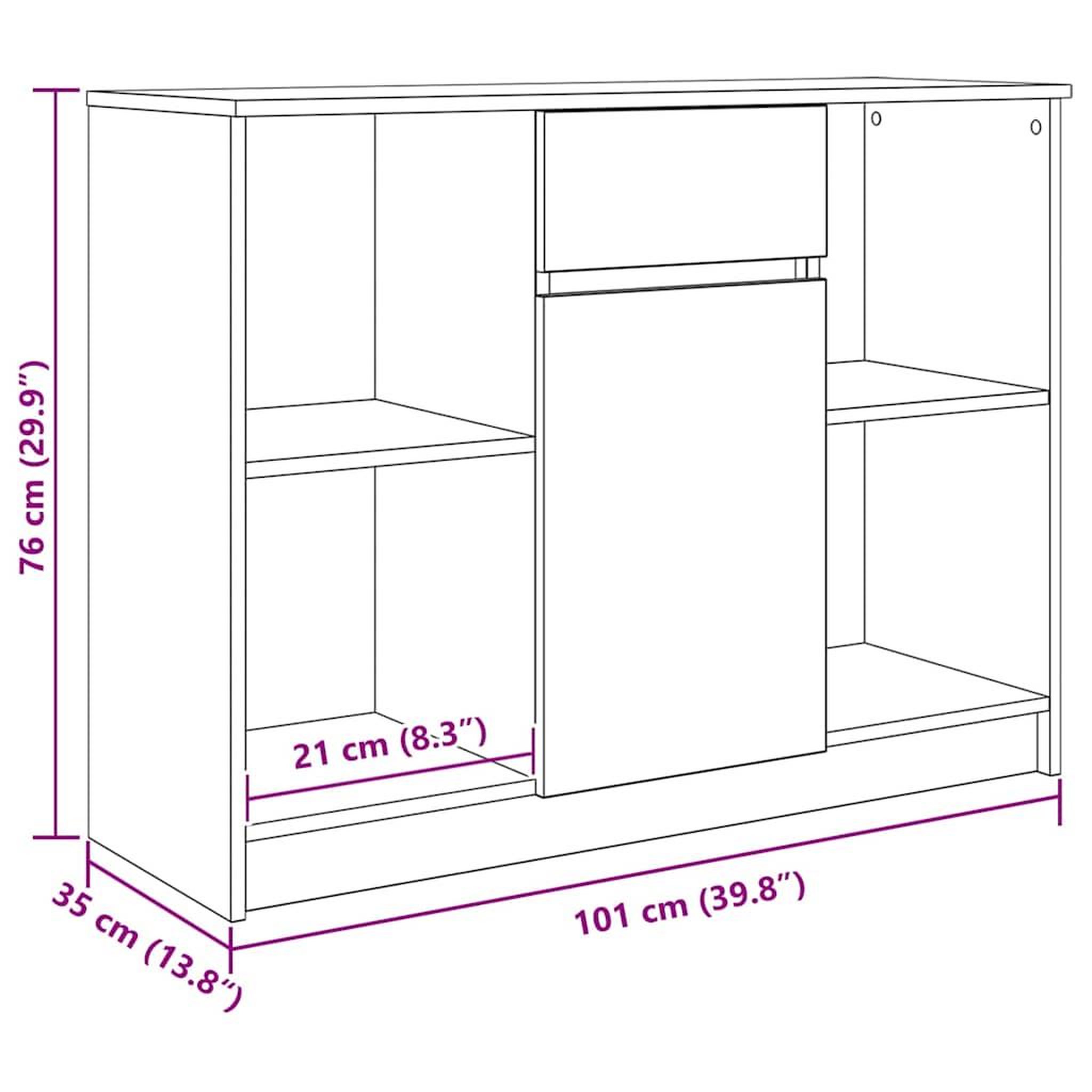 Voir la diapositive 6 : VIDAXL Buffet avec tiroir chene artisanal 101x35x76 cm bois ingenierie