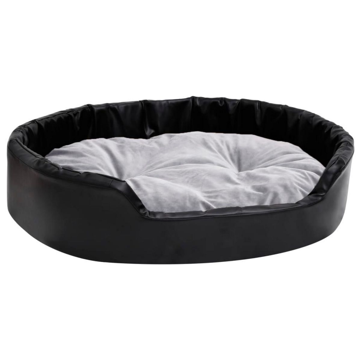 VIDAXL Lit chiens Noir et gris 90x79x20 cm Peluche et similicuir