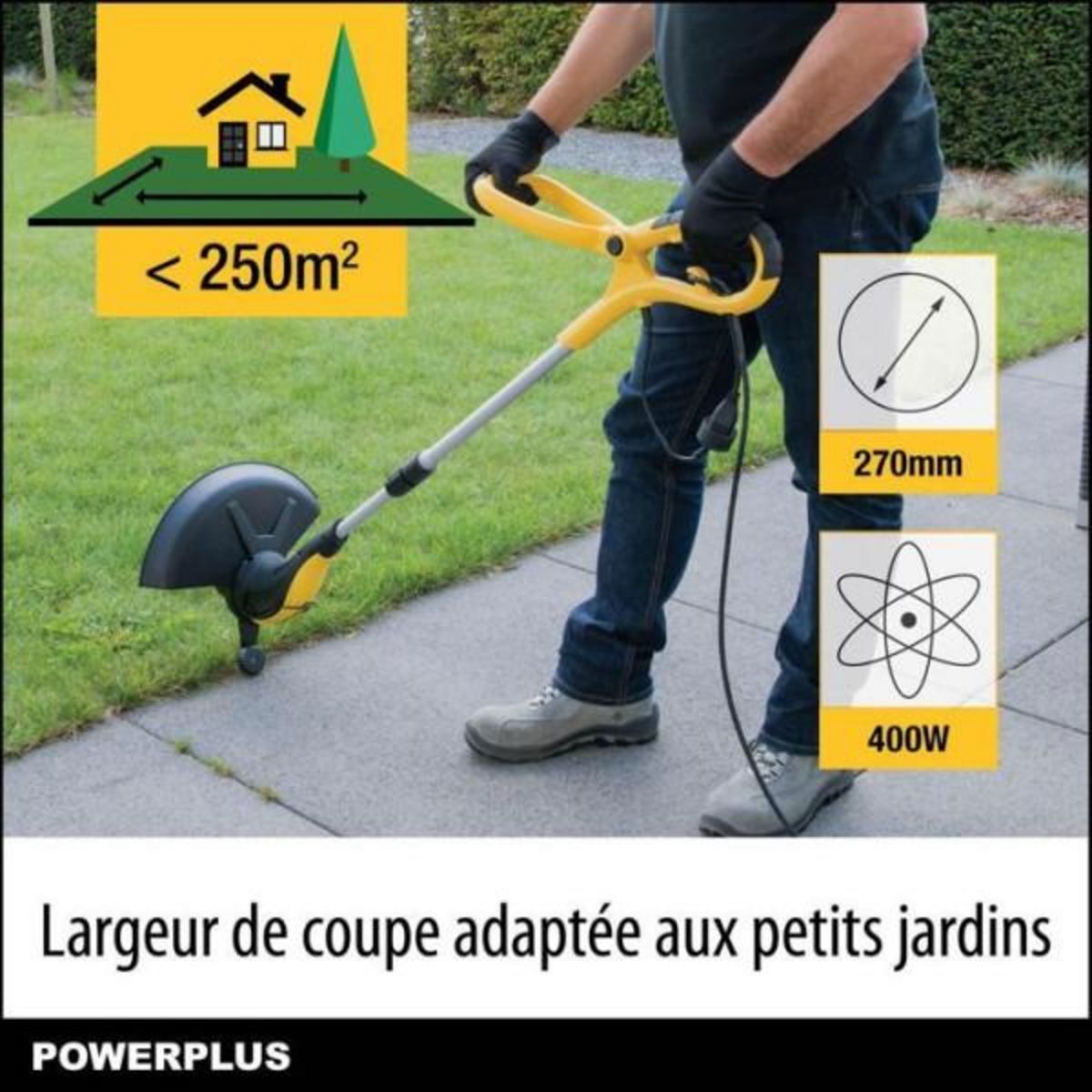 POWERPLUS Coupe-Bordure Électrique - Powerplus - POWXG30030 - 400 W, 270 mm Ø, Jardinage Outillage, Coupe-Herbe & Coupe-Bordures