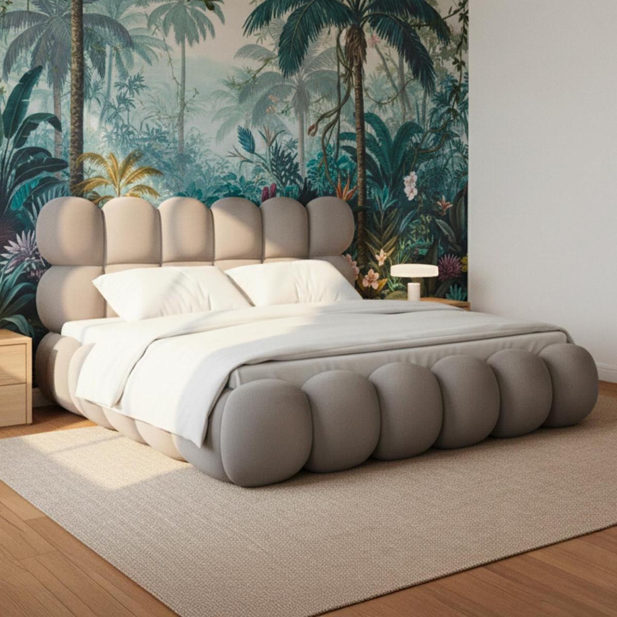 Voir la diapositive 6 : Paris Prix Lit coffre en velours  bubble  180x200cm gris