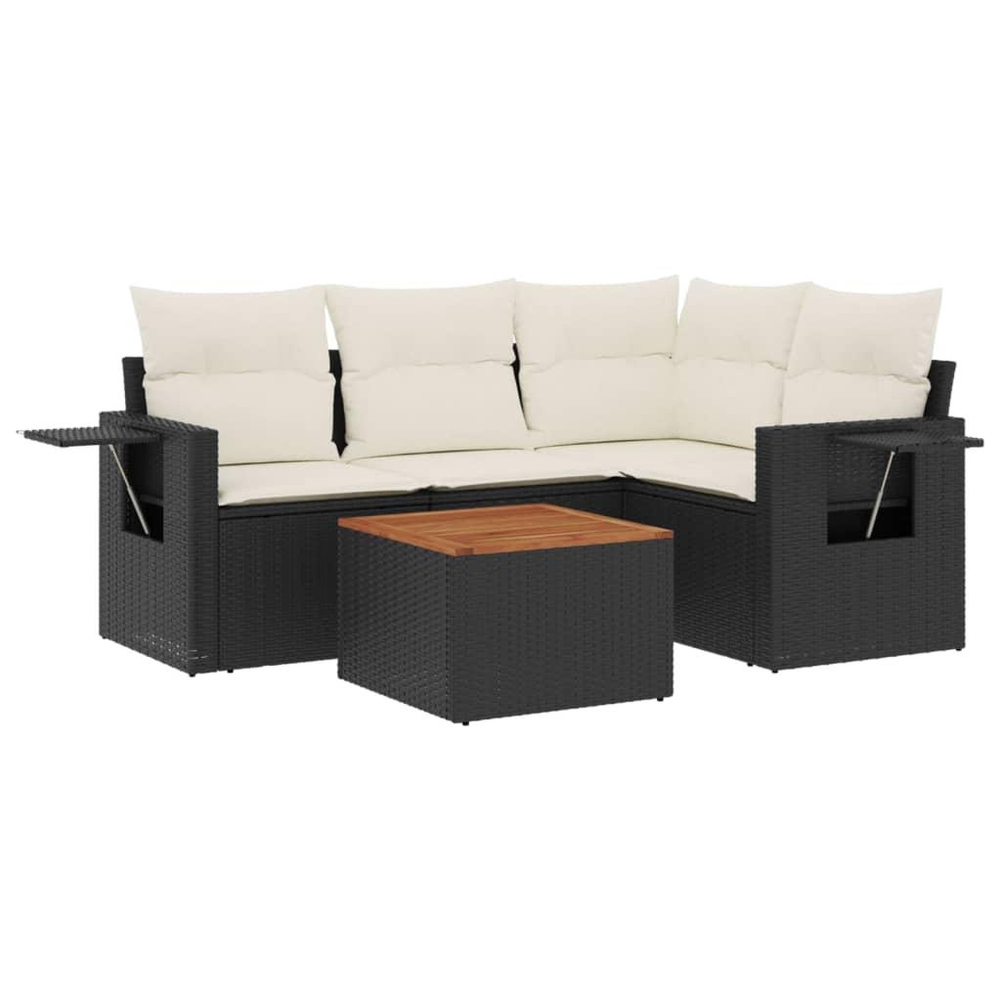 Voir la diapositive 2 : VIDAXL Salon de jardin 5 pcs avec coussins noir resine tressee