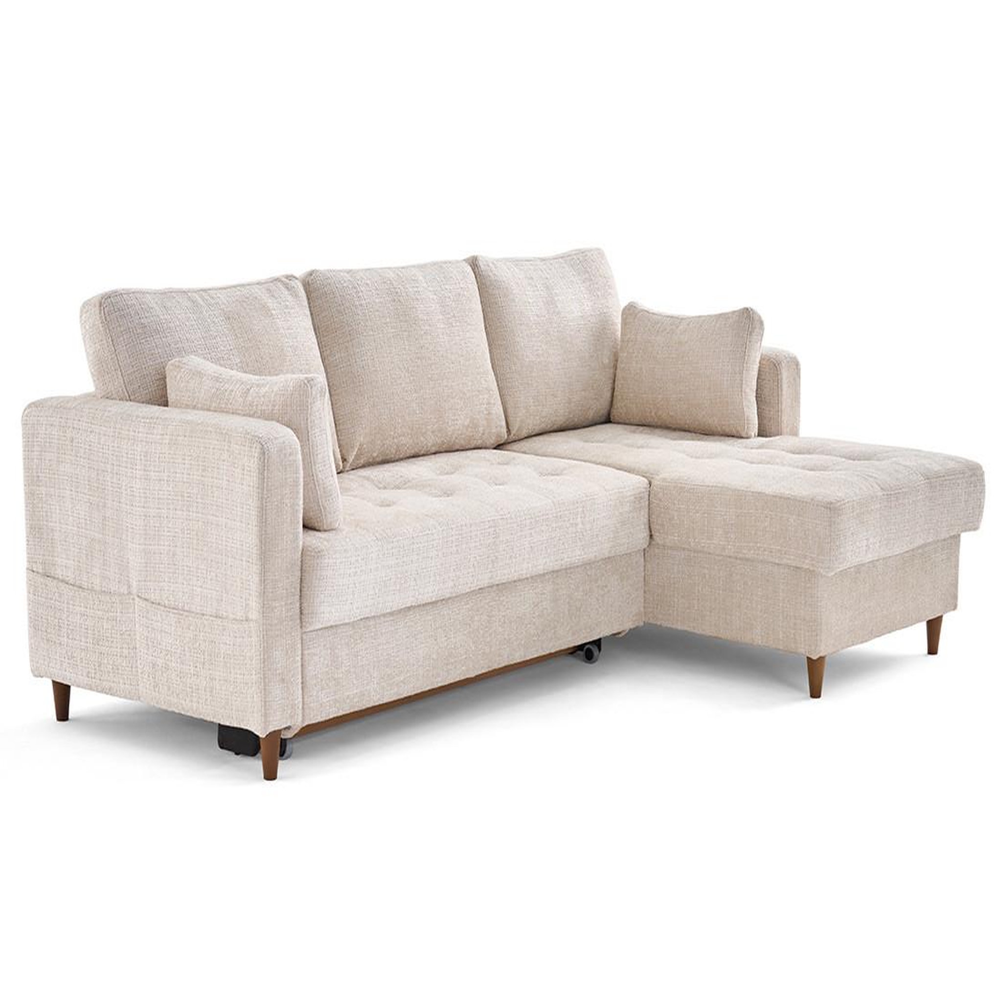 Voir la diapositive 4 : LISA DESIGN Anna - canapé d'angle droit 4 places convertible avec coffre en velours texturé