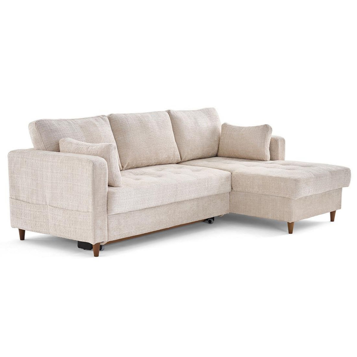 LISA DESIGN Anna - canapé d'angle droit 4 places convertible avec coffre en velours texturé