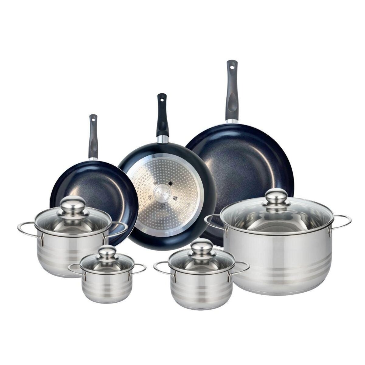ELO Ensemble de 3 Poêles de cuisson 20, 24 et 28 cm et 4 faitouts 12, 14, 16 et 24 cm Elo Prima Brillant
