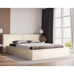 BEST MOBILIER Eros - lit coffre - 160x200 cm - sommier inclus - en velours. Coloris disponibles : Beige, Noir, Gris