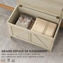 Voir la diapositive 4 : HOMCOM Coffre de rangement en bois sur pied style campagne chic dim. 76L x 39l x 48H cm aspect bois clair