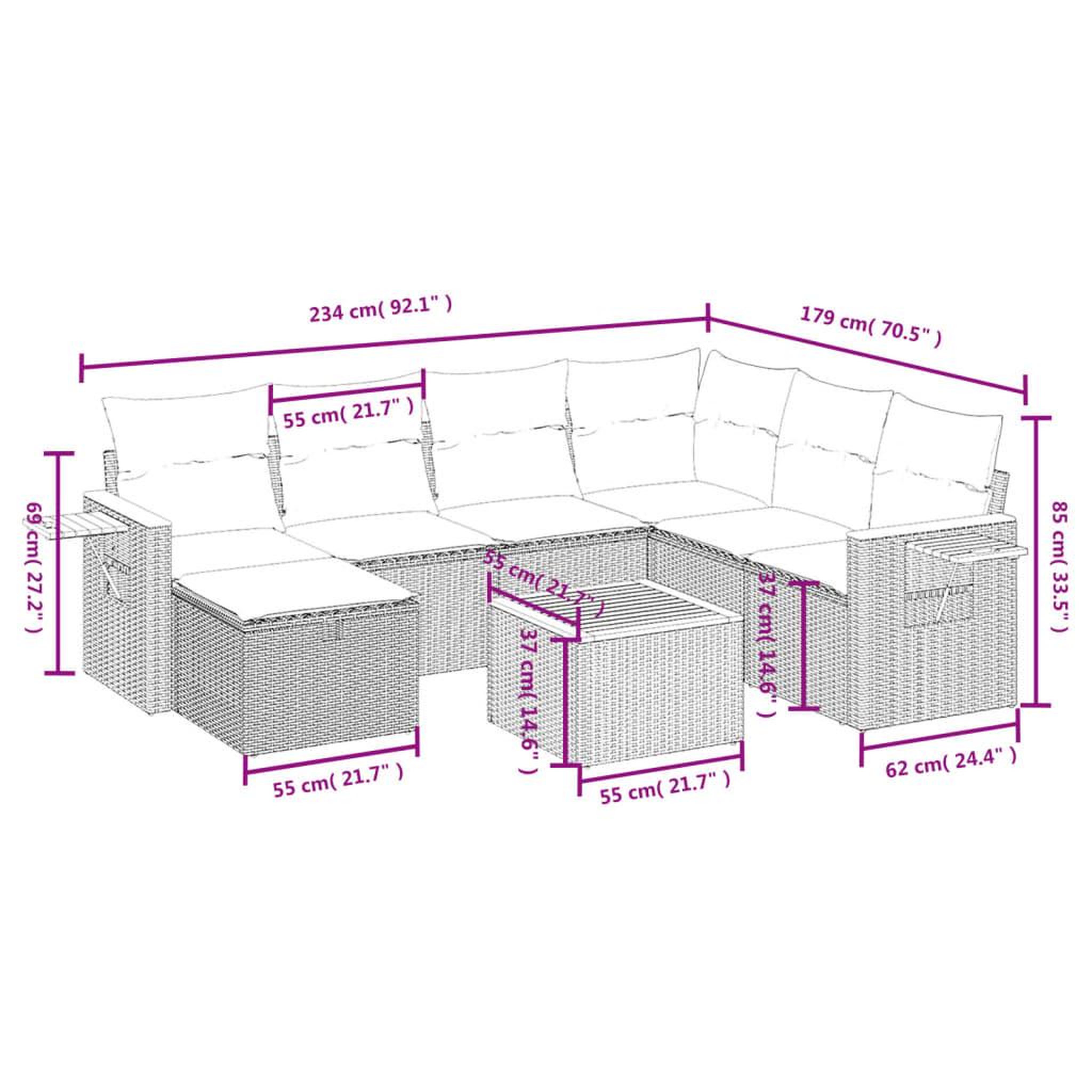 Voir la diapositive 4 : VIDAXL Salon de jardin 8 pcs avec coussins noir resine tressee