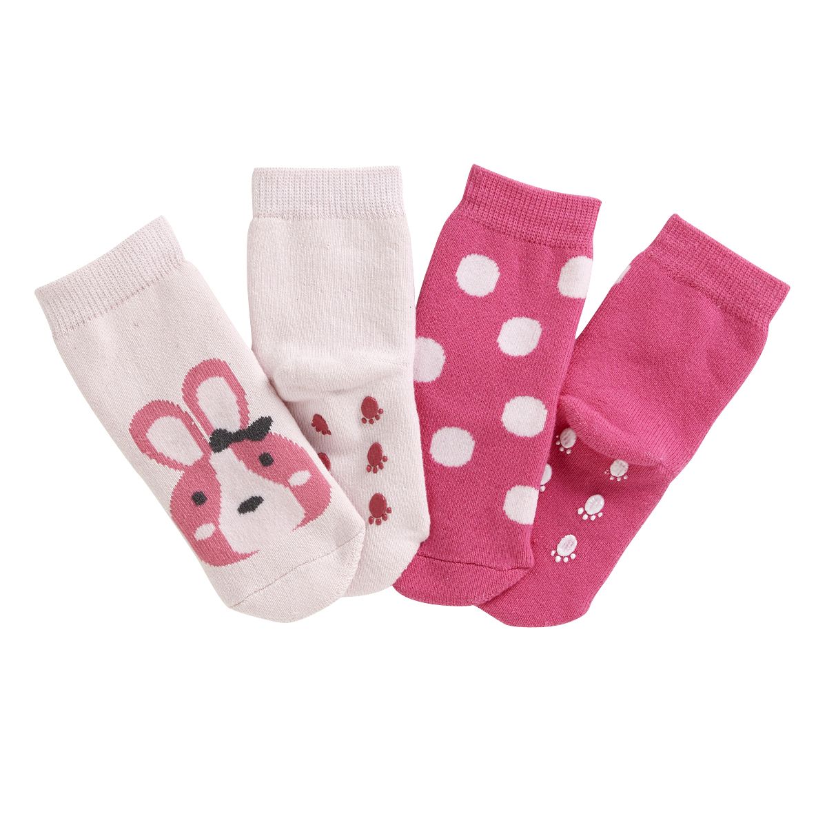 INEXTENSO Lot de 2 paires de chaussettes antidérapantes bébé