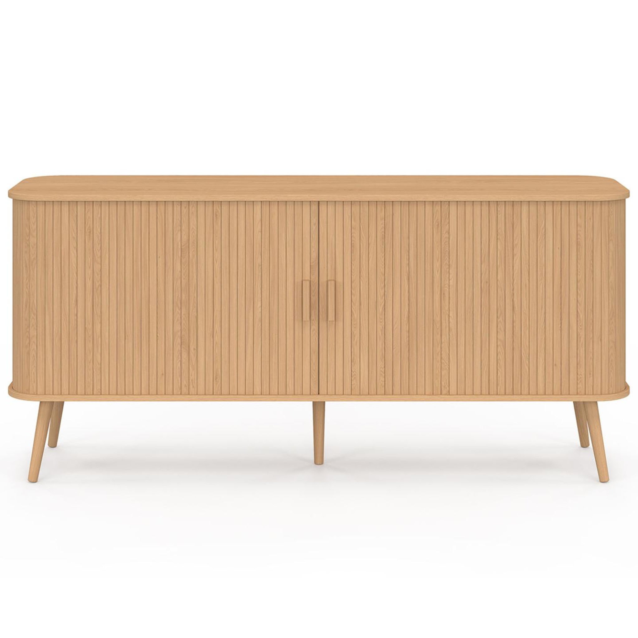 Voir la diapositive 3 : ID MARKET Buffet 160 cm romie xxl effet lattes 2 portes coulissantes