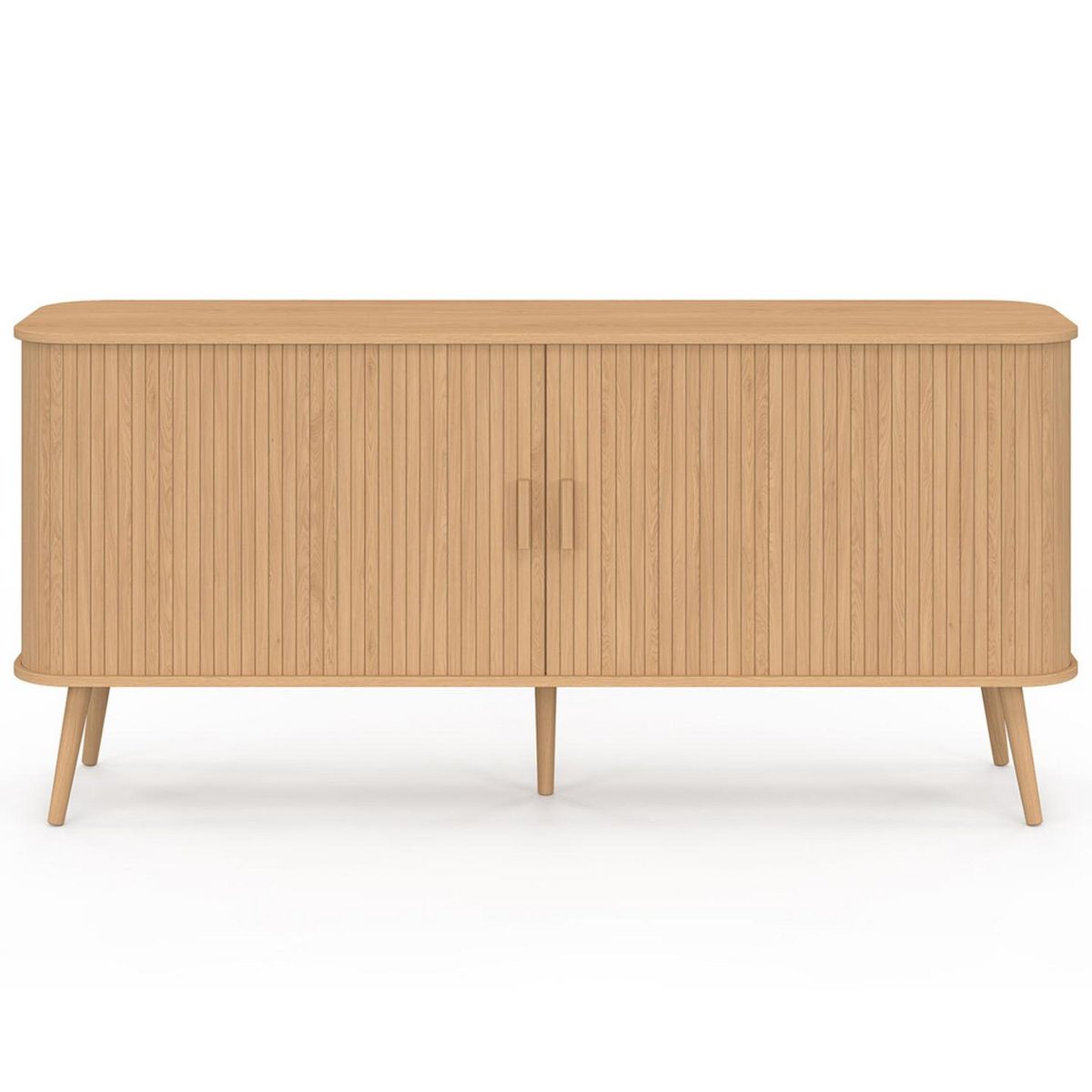 ID MARKET Buffet 160 cm ROMIE XXL effet lattes 2 portes coulissantes