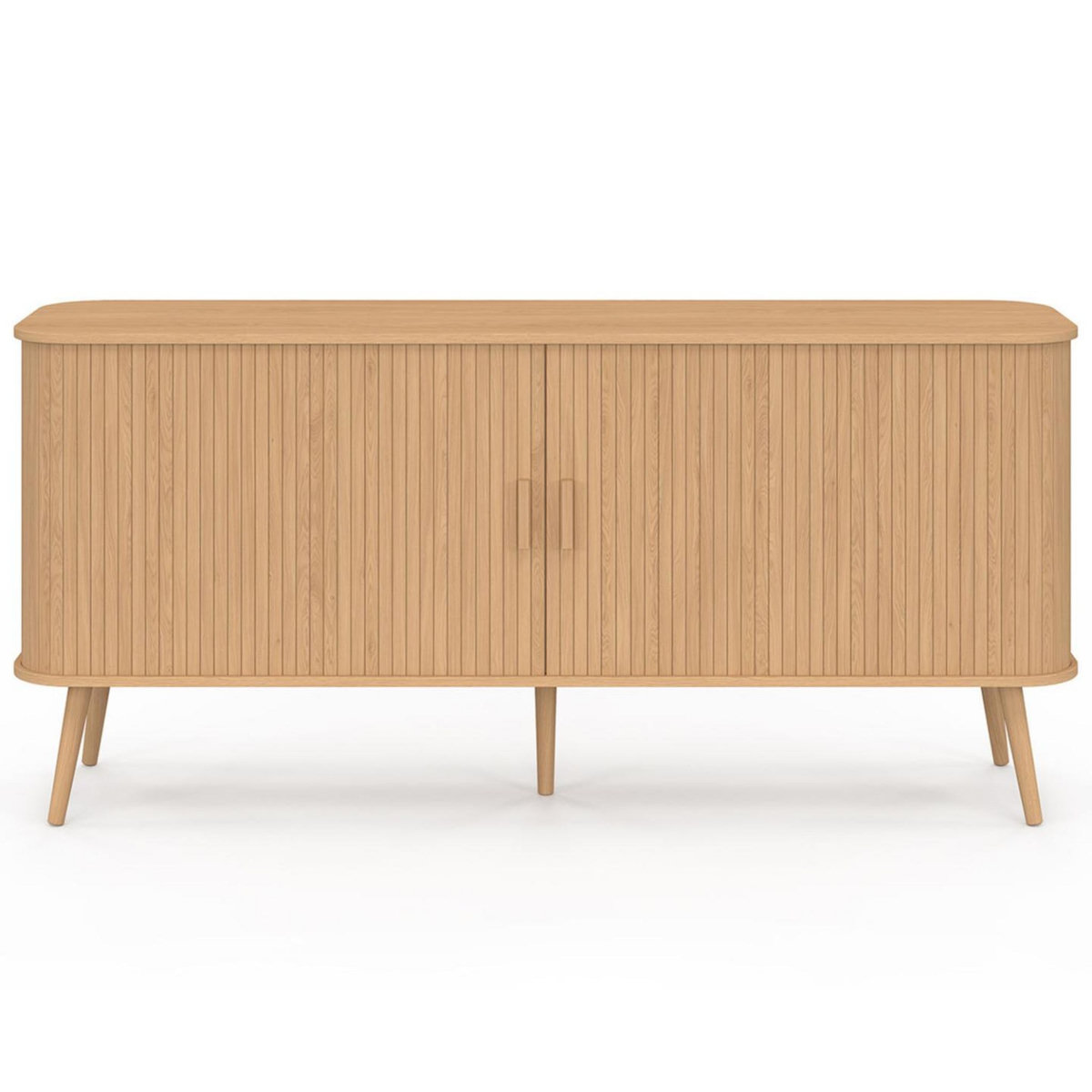 ID MARKET Buffet 160 cm ROMIE XXL effet lattes 2 portes coulissantes