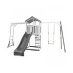 Axi House AXI Structure de jeu Beach Tower Blanc Gris  avec cadre d'escalade balancoire et toboggan Gris