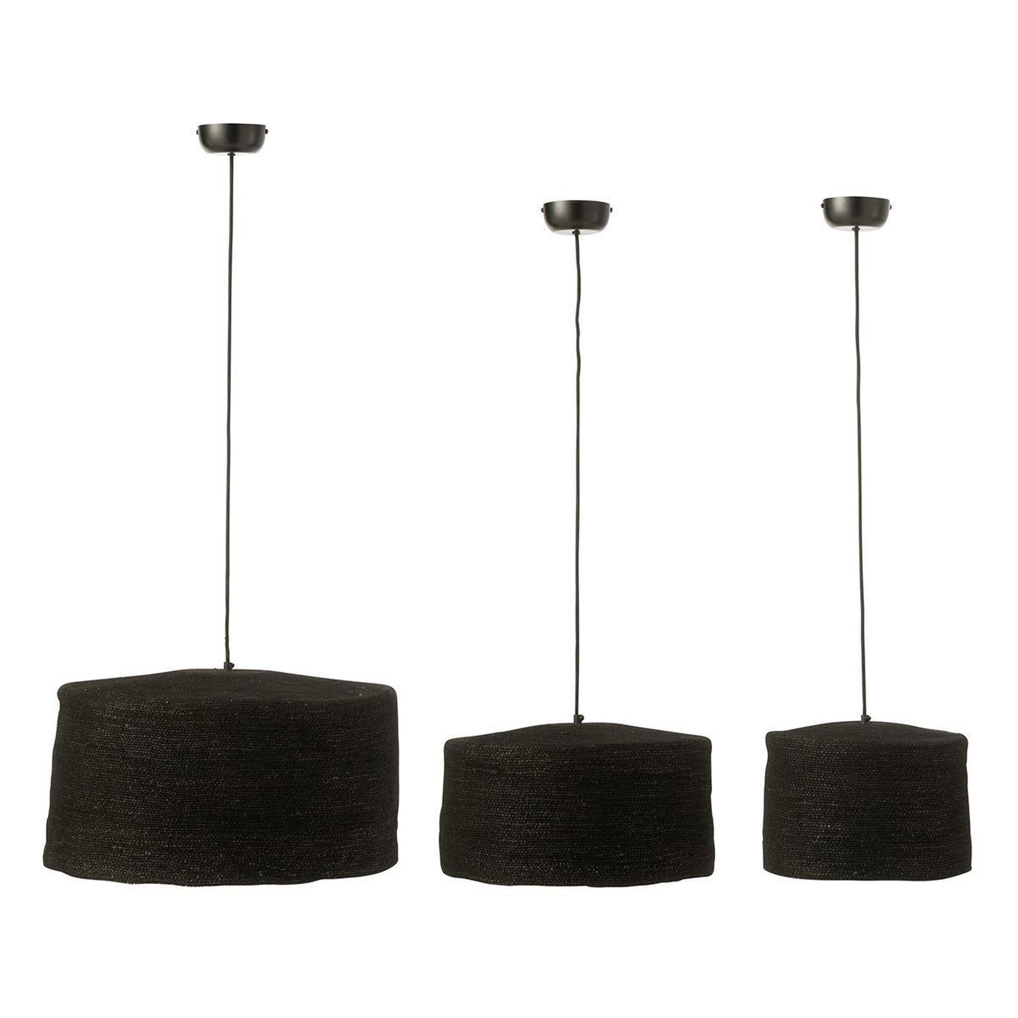 Voir la diapositive 1 : J-LINE Lot de 3 Lampes Suspension  Moonj  50cm Noir