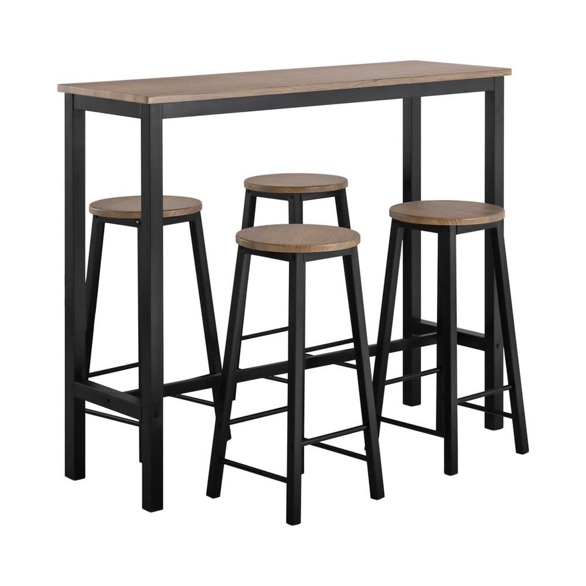 SOBUY SoBuy - Ensemble de table avec 4 tabourets à repose-pieds - Industriel - OGT22. Coloris disponibles : Blanc, Noir