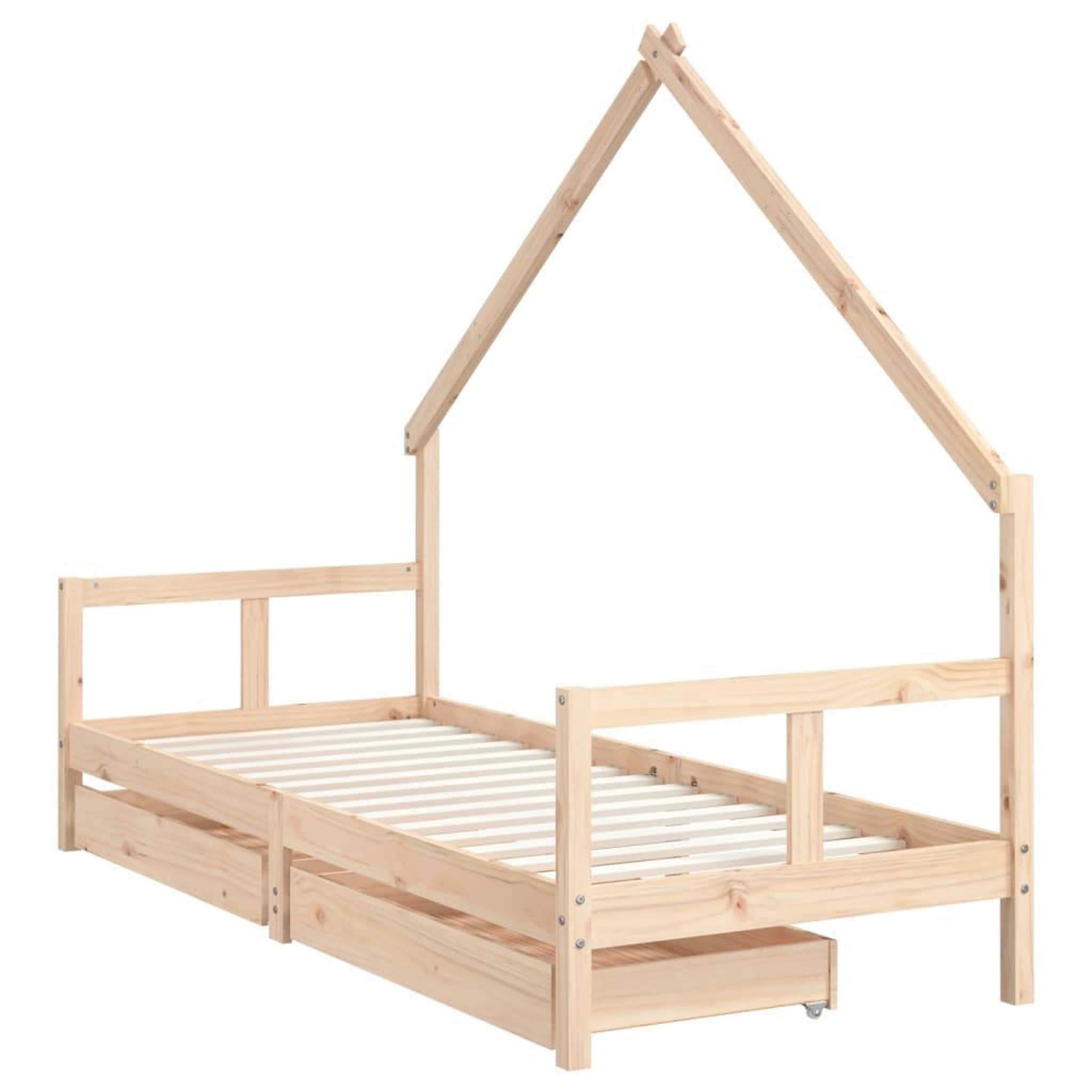 Voir la diapositive 3 : VIDAXL Cadre de lit pour enfants gris 80x200 cm bois de pin massif