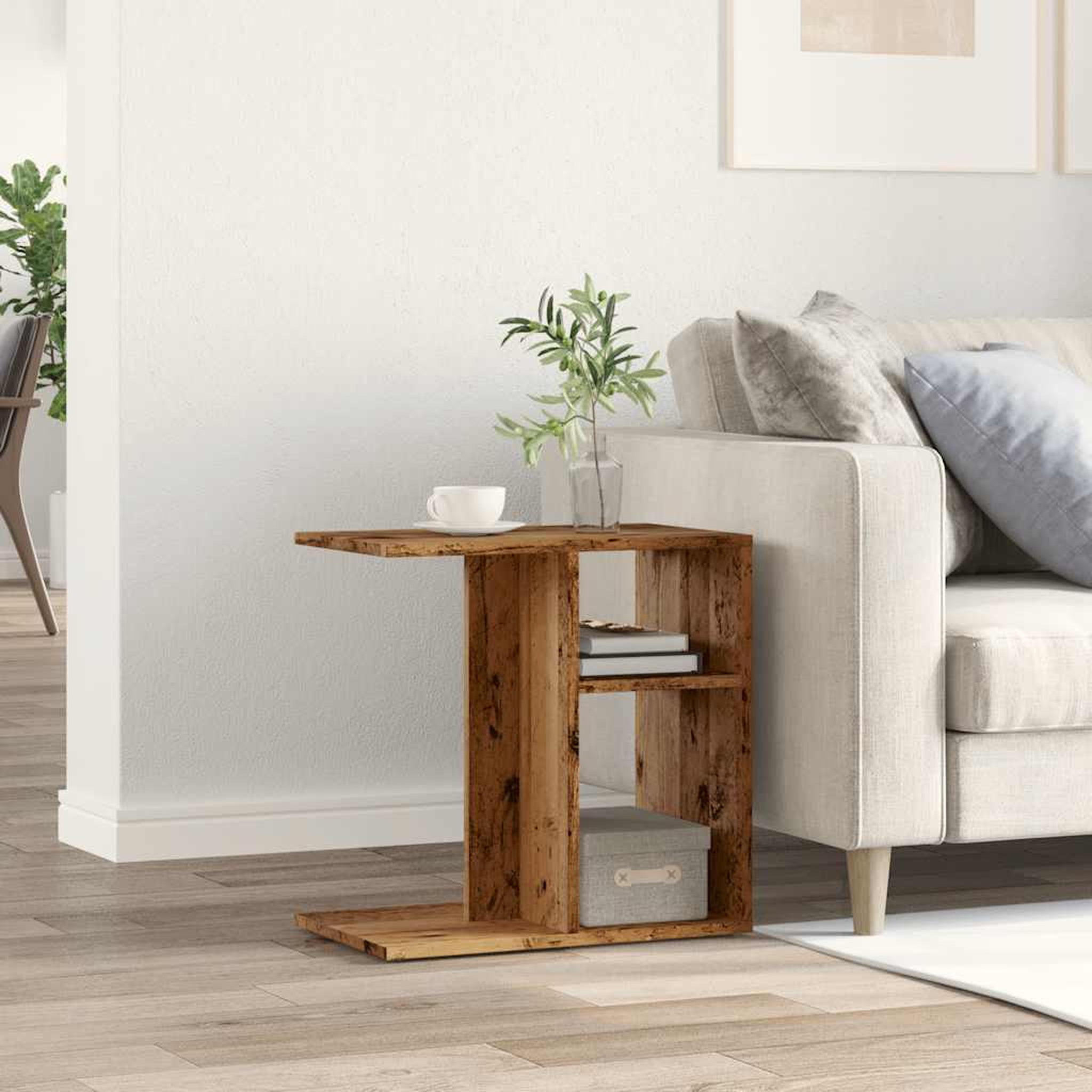 Voir la diapositive 3 : VIDAXL Table d'appoint vieux bois 50x30x50 cm bois d'ingenierie