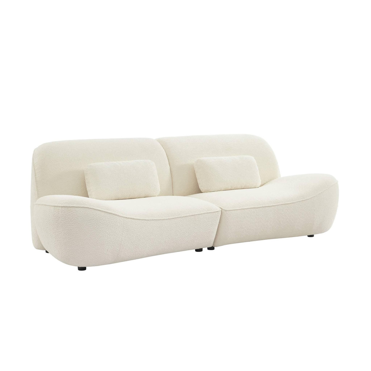 SWEEEK Canapé 3 places en bouclette blanche L 265 x P 114 x H 85cm - Nia