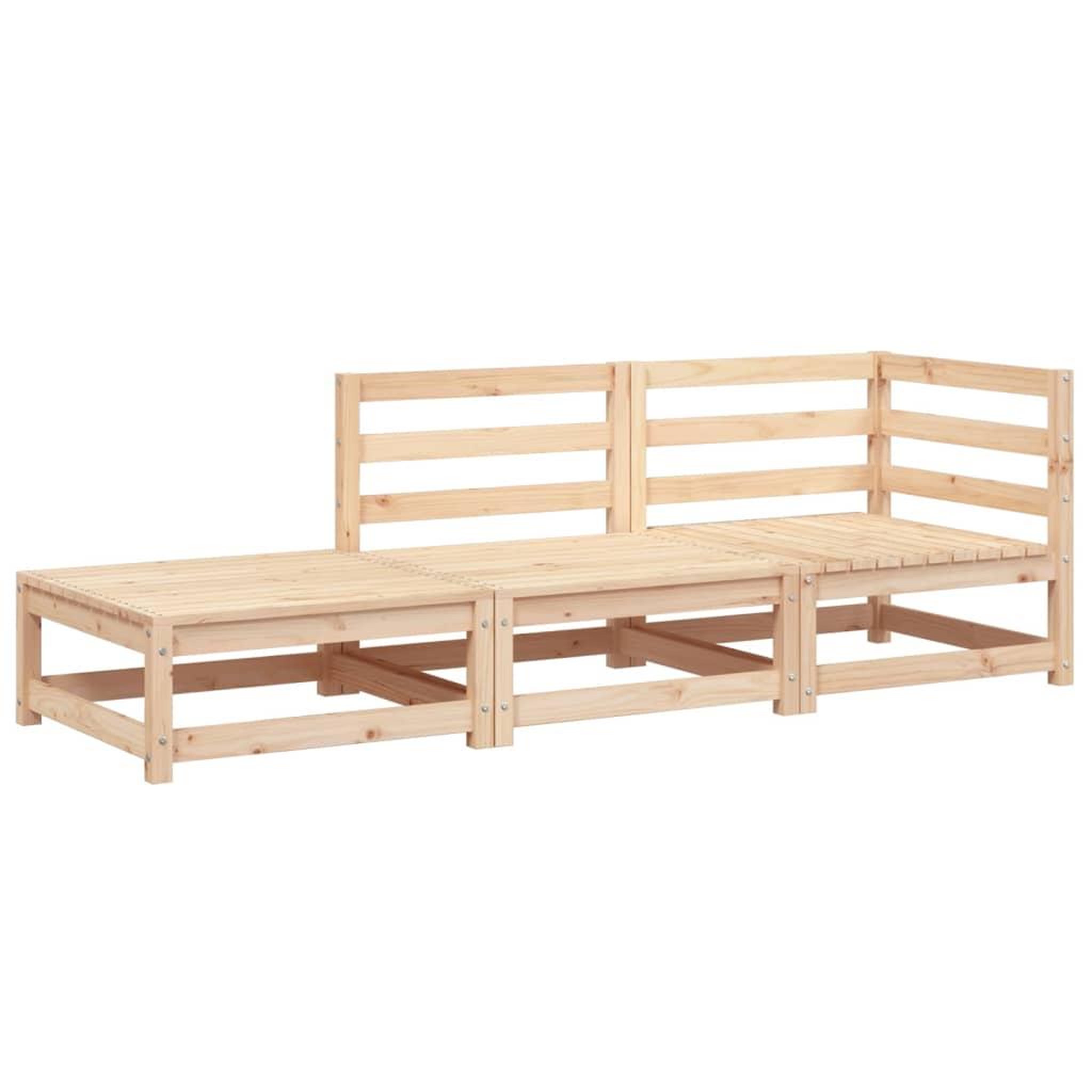 Voir la diapositive 2 : VIDAXL Canape de jardin et repose-pieds 2 places bois de pin massif