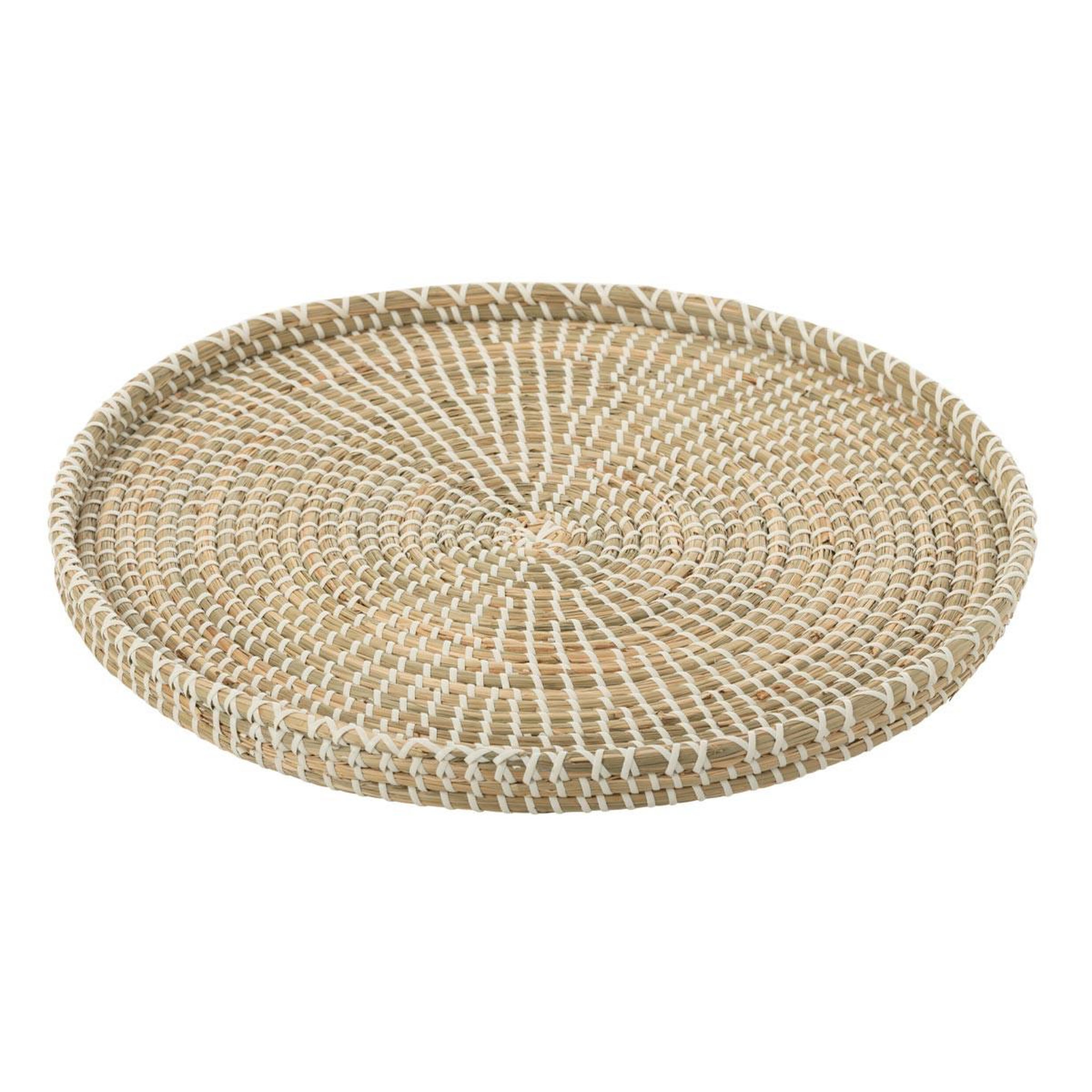 J-LINE Plateau déco en jonc de mer  reid  43cm naturel