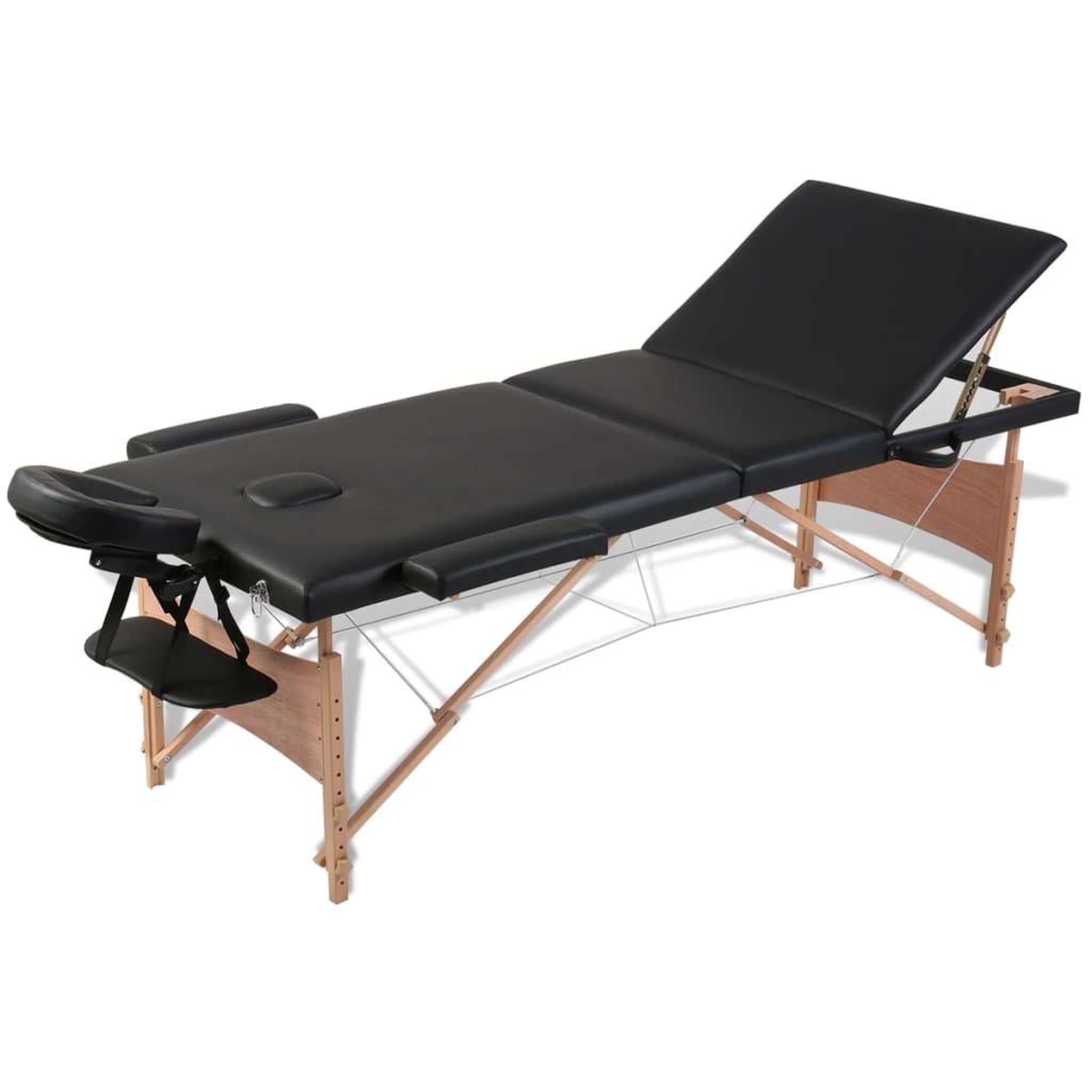 Voir la diapositive 1 : VIDAXL Table de massage pliable Noir 3 zones avec cadre en bois